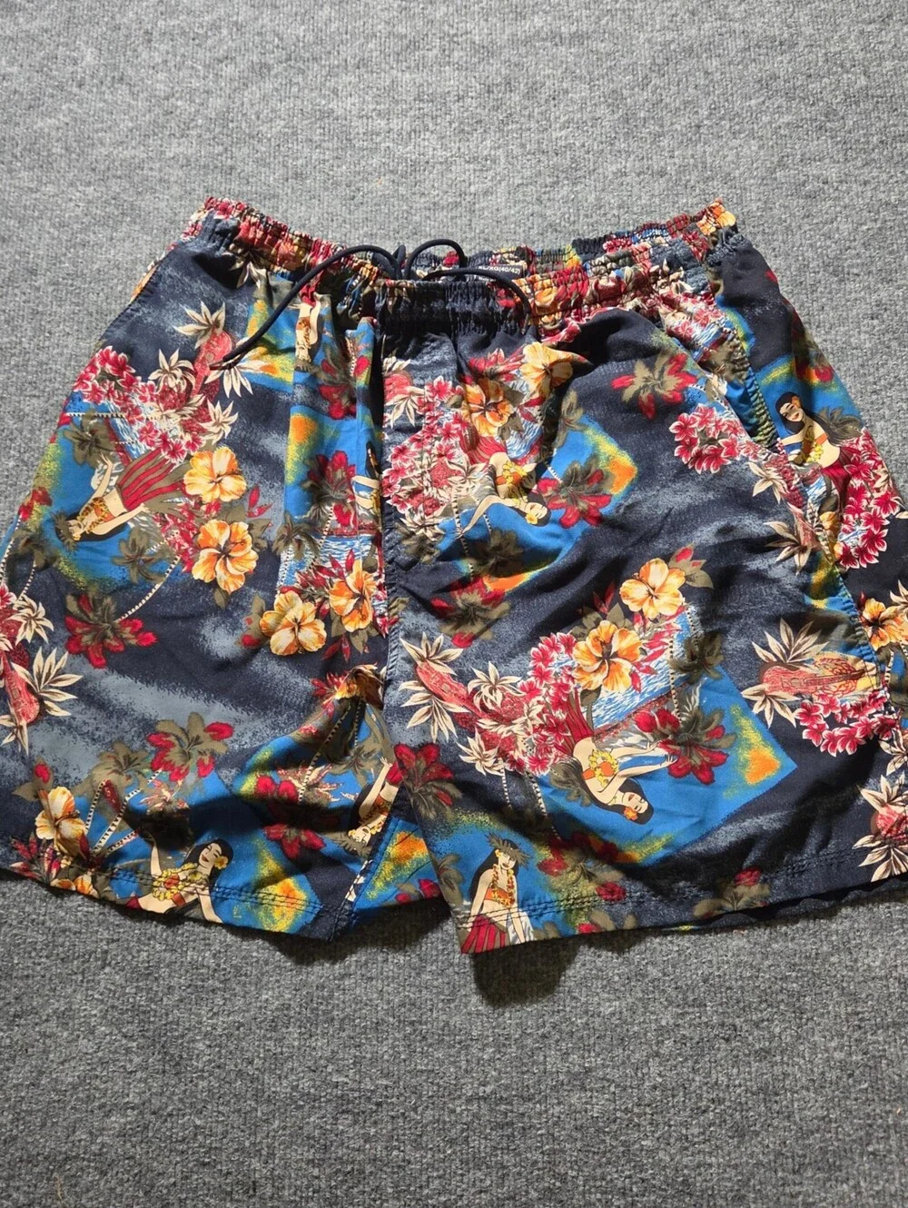 Faded Glory XL Dark Navy Floral Swim Shorts